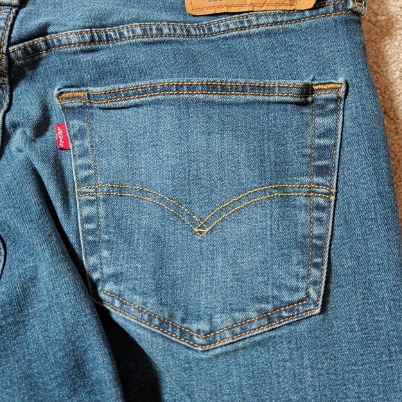 Levis 501 Mens Blue Dark Wash Straight Leg Fit Button Fly Modern Jeans 36X28 - Picture 7 of 14